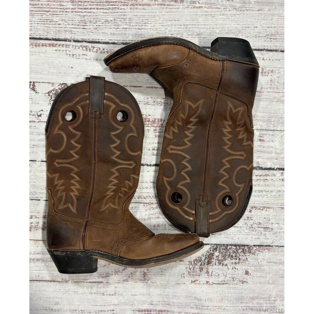 Masterson RB1688 Women Size 7M Brown Leather Embroidered Pull On Western Boots